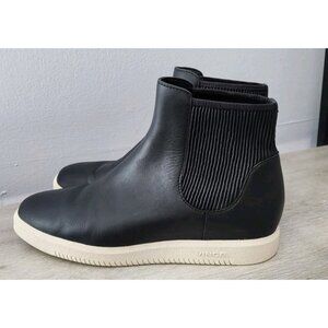 Vince Leather High-Top Slip On Sneakers Black Stretch 9.5 $295 Platform